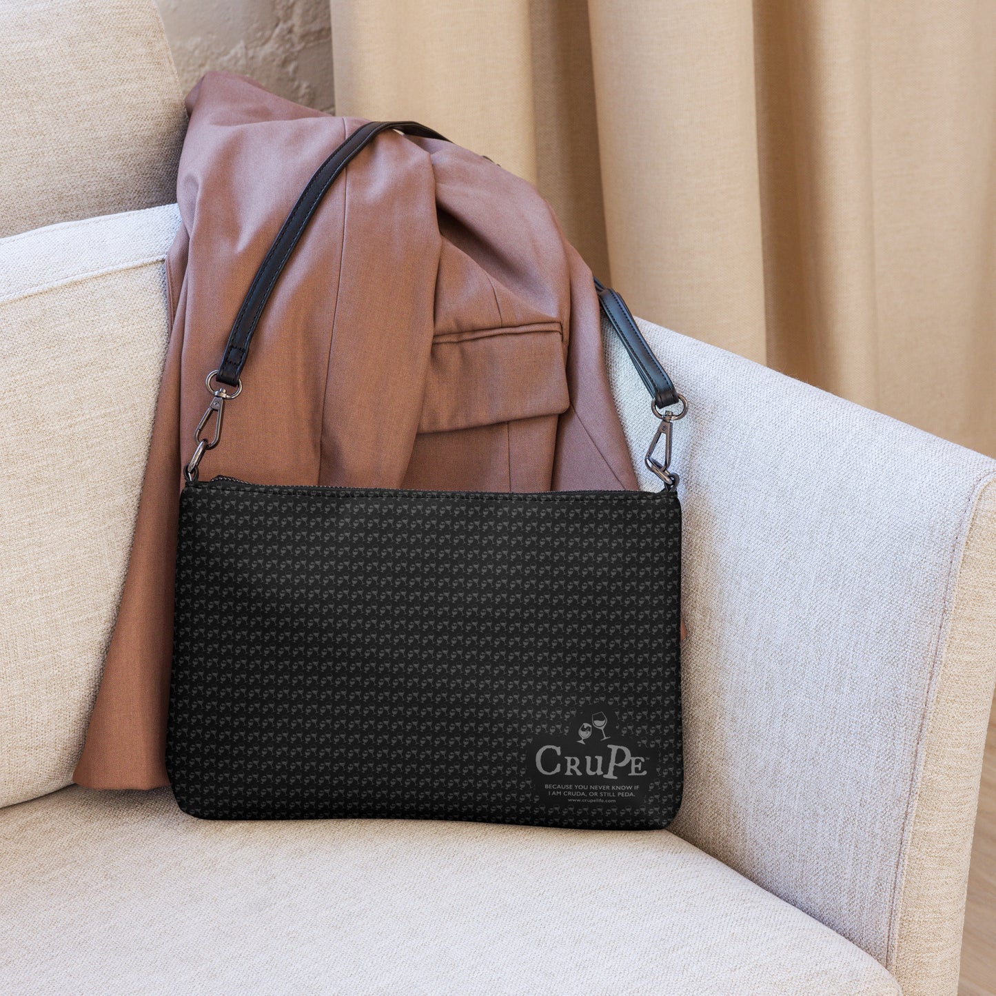 CruPe™ Signature Black Logo Crossbody Bag