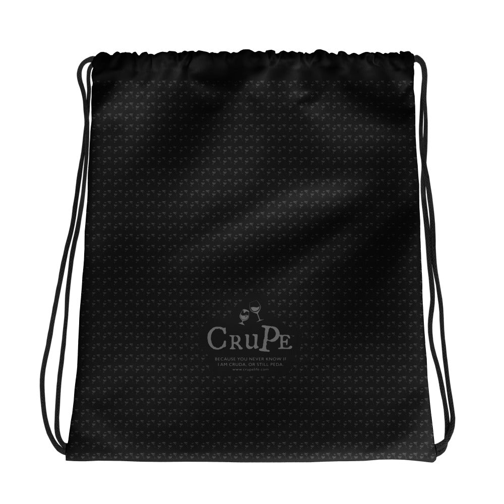 CruPe™ Signature Black Logo Drawstring Bag For Her