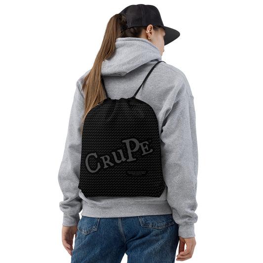 CruPe™ Signature Black Logo Drawstring Bag For Her