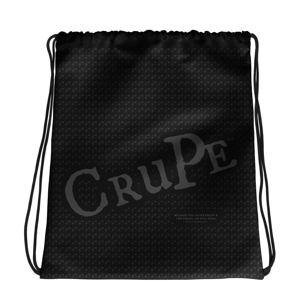 CruPe™ Signature Black Logo Drawstring Bag For Her