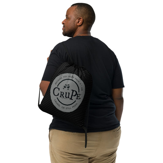 CruPe™ Signature Gray Seal Logo Drawstring Bag for Him