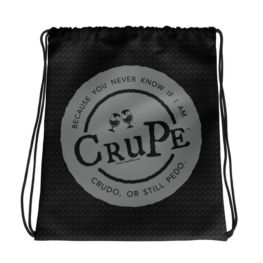 CruPe™ Signature Gray Seal Logo Drawstring Bag for Him