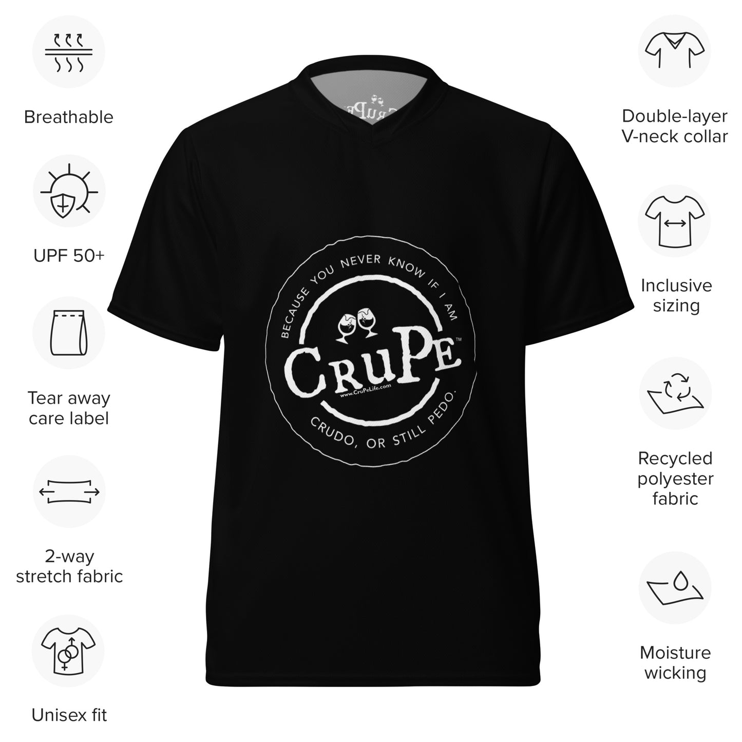 CruPe™ Signature Recycled Unisex V-Neck Sports Jersey