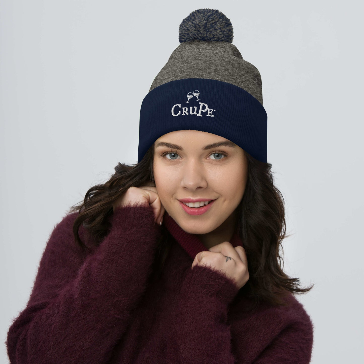 CruPe™ Signature Wine Logo Only Pom-Pom Beanie