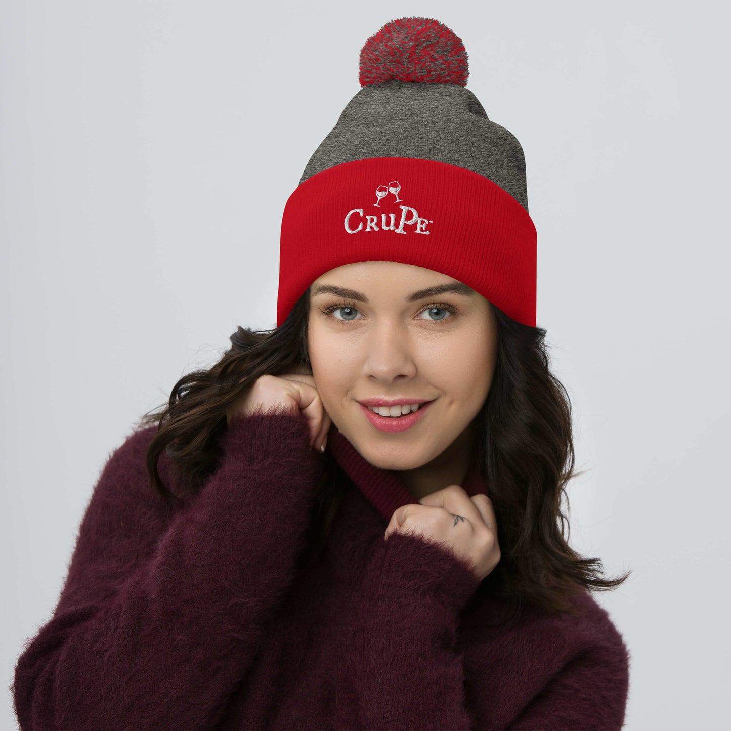 CruPe™ Signature Wine Logo Only Pom-Pom Beanie