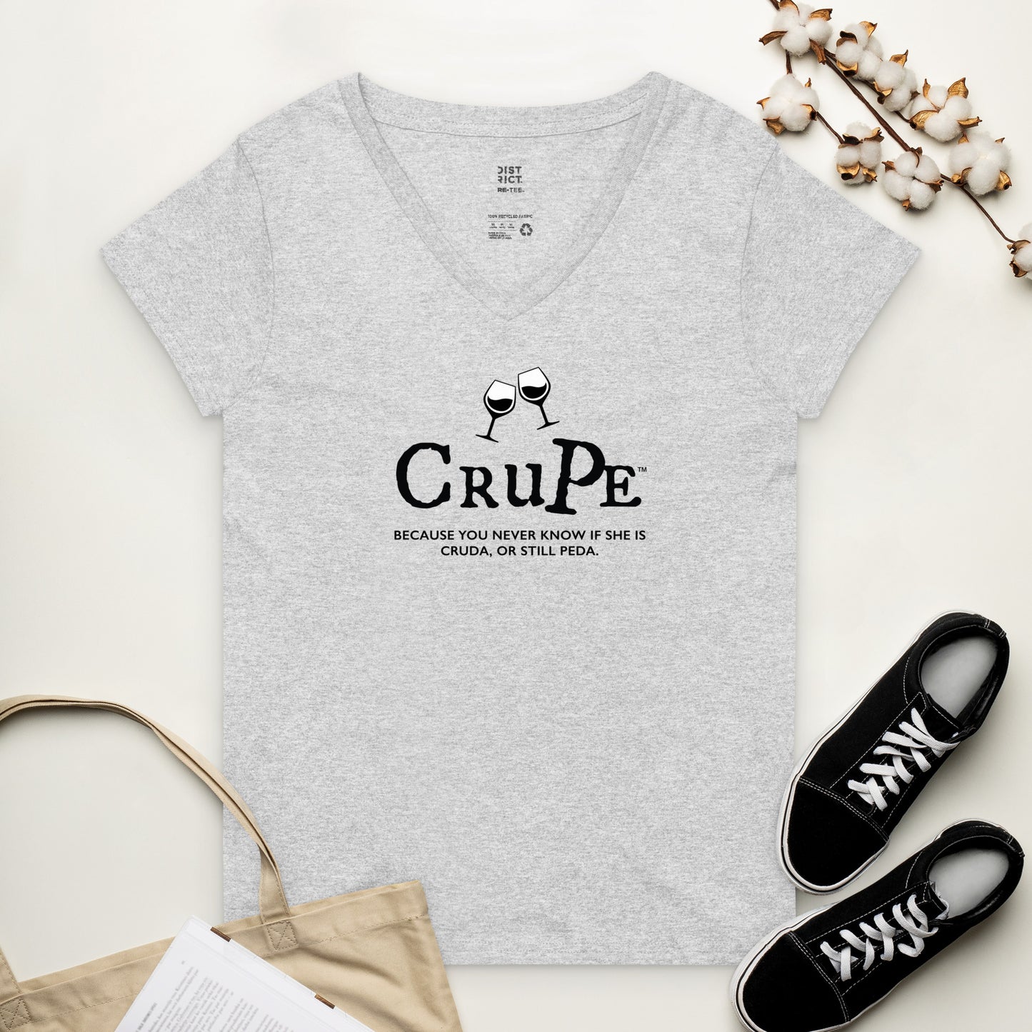 CruPe™ Signature Wine Women’s recycled v-neck t-shirt