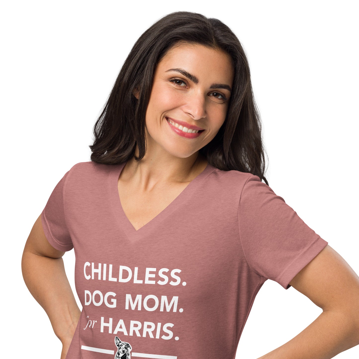 Childless Dog Mom for Harris relaxed v-neck t-shirt